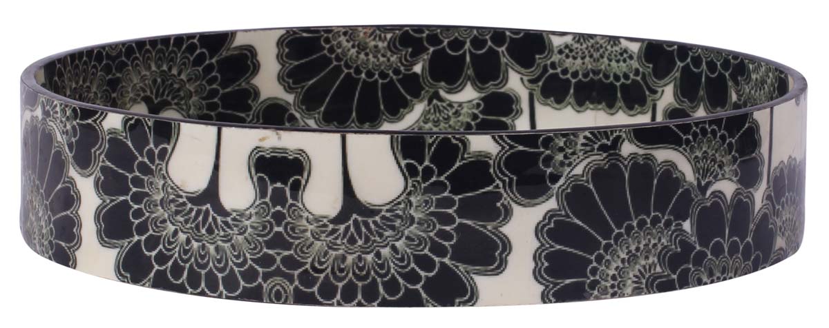 Buy in Bulk Wholesale Round Tray in MDF 7.5” Decorative with Enamel Work in Tree Pattern - Black & White - Accessory Organizer/Home Essentials/Decor